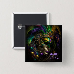 Mardi Gras  15 Cm Square Badge