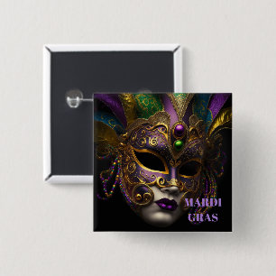 Mardi Gras  15 Cm Square Badge
