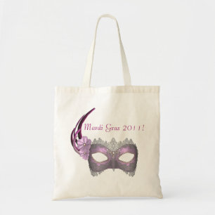 "Mardi Gras 2011!" - Lavender/Pink Lace Mask Tote Bag