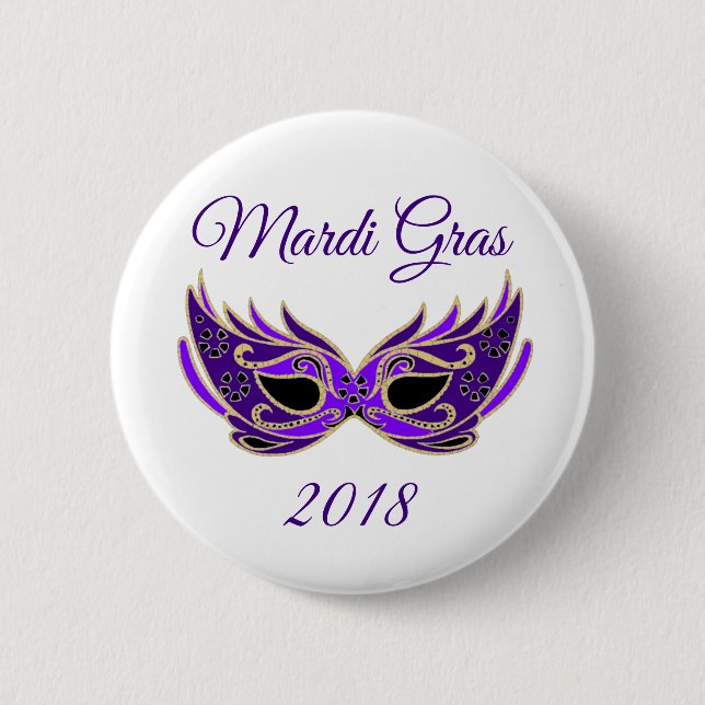 Mardi Gras 2018 Mask 6 Cm Round Badge (Front)