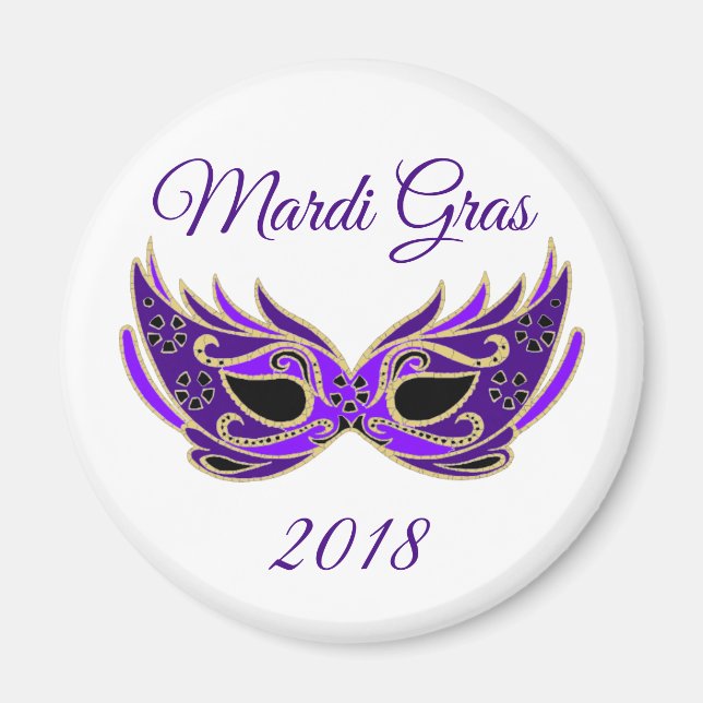 Mardi Gras 2018 Mask Magnet (Front)
