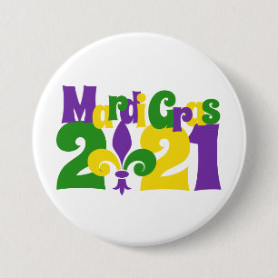 Mardi Gras 2021 fleur-de-lis 7.5 Cm Round Badge