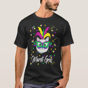 Mardi Gras 2022  Funny Cat Mask Beads New Orleans  T-Shirt