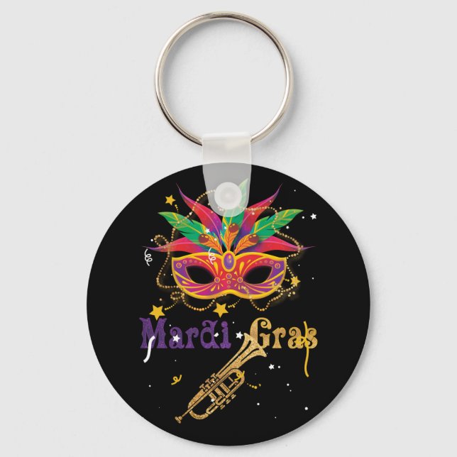 Mardi Gras 2022 Girls Mask Beads New Orleans Key Ring (Front)