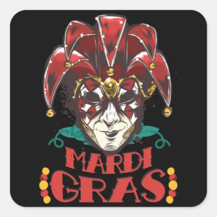 Mardi Gras 2022 Venetian Mask Square Sticker