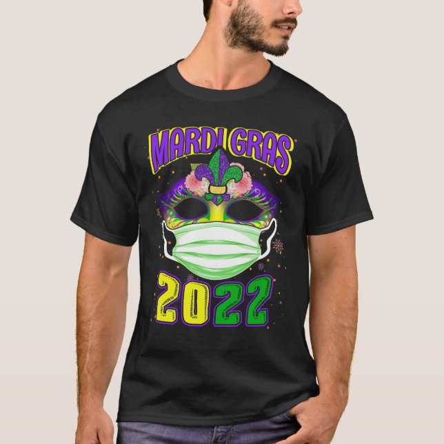 Mardi Gras 2022 With Face Mask Fesstival T-Shirt (Front)