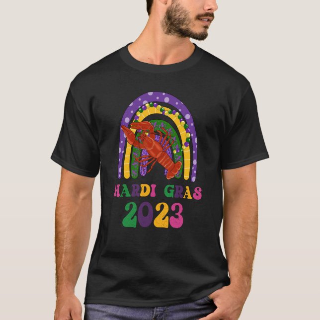 Mardi Gras 2023 Crawfish Rainbow Madri Gras Festiv T-Shirt (Front)