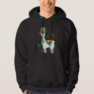 Mardi Gras 2023 Llama With Feather Mask Parade Fan Hoodie