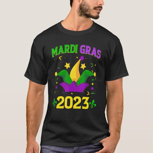 Mardi Gras 2023  Men Womens Girls Mask Beads Costu T-Shirt (Front)