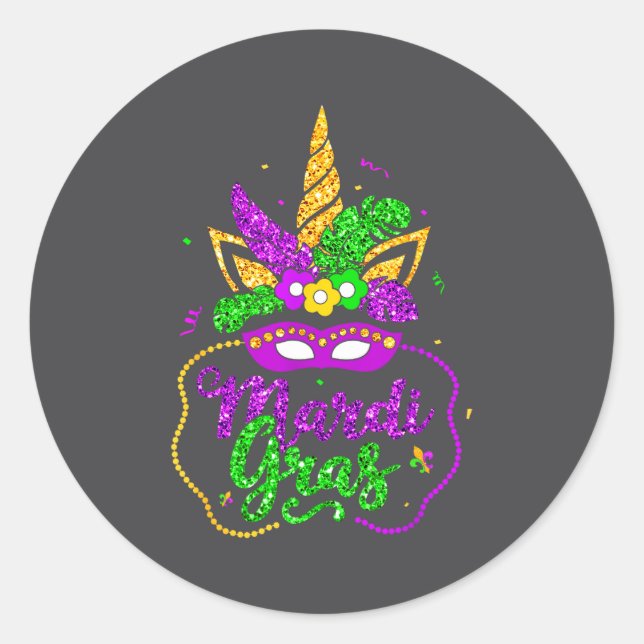 Mardi Gras 2024 Mask Beads New Orlean Party Women  Classic Round Sticker (Front)