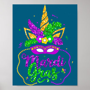 Mardi Gras 2024 Mask Beads New Orlean Party Women  Poster