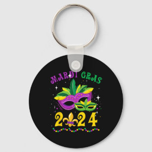 Mardi Gras 2024 Mask Fleur De Lys Beads Nola Carni Key Ring