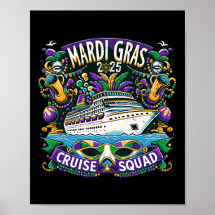 Mardi Gras 2025 Cruise Squad Family Matching Group Poster