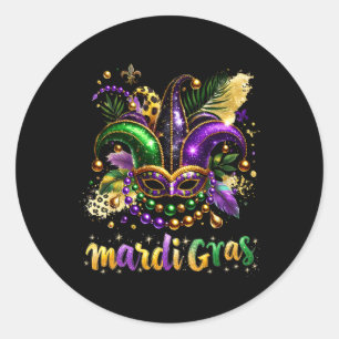 Mardi Gras 2025 Jester Outfit Kids Girls Boys Men Classic Round Sticker