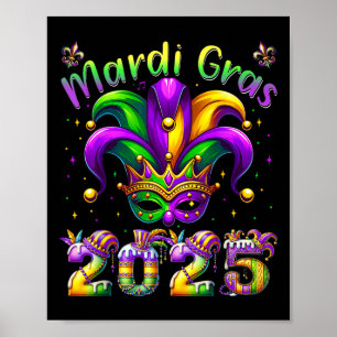 Mardi Gras 2025 Jester Outfit Kids Girls Boys Men  Poster