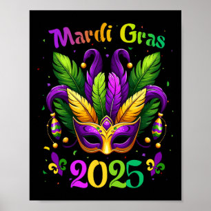 Mardi Gras 2025 Mask Feathers Mardi Gras Family Co Poster
