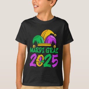 Mardi Gras 2025 Mask Feathers Mardi Gras Family Co T-Shirt