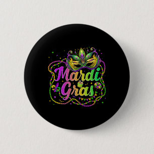 Mardi Gras 2025 Men Women Kids Beads Mask Feathers 6 Cm Round Badge
