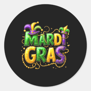Mardi Gras 2025 Outfits For Men Women Classic Round Sticker
