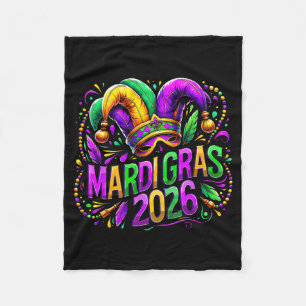 Mardi Gras 2026 Jester Hat Carnival New Orleans Fl Fleece Blanket