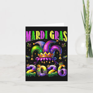 Mardi Gras 2026 Jester Outfit Kids Girls Boys Men  Card