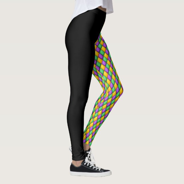 Mardi Gras 3 Diamonds Pop Fashion Leggings (Right)