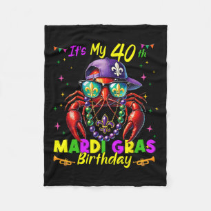 Mardi Gras 40th Birthday Fat Tuesday 40 Years Old Fleece Blanket