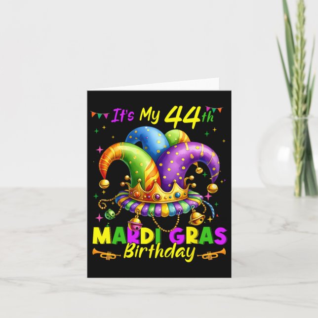 Mardi Gras 44th Birthday Fat Tuesday 44 Years Old  Card (Front)