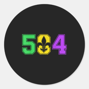 Mardi Gras 504 Nola New Orleans Louisiana La Classic Round Sticker