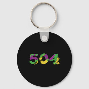 Mardi Gras 504 Nola Retro New Orleans Tee Fleur De Key Ring