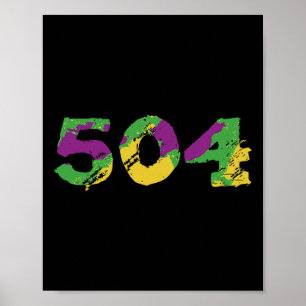 Mardi Gras 504 Nola Retro New Orleans Tee Fleur De Poster