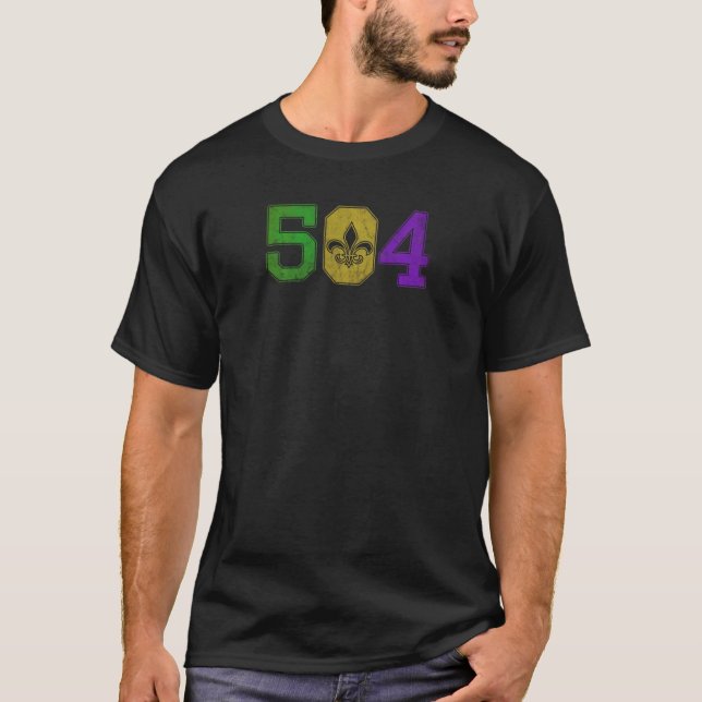 Mardi Gras 504 T Shirt Nola New Orleans Louisiana  (Front)
