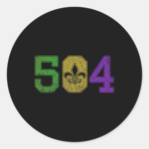 Mardi Gras 504 T Shirt Nola New Orleans Louisiana Classic Round Sticker