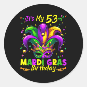 Mardi Gras 53rd Birthday Fat Tuesday 53 Years Old Classic Round Sticker