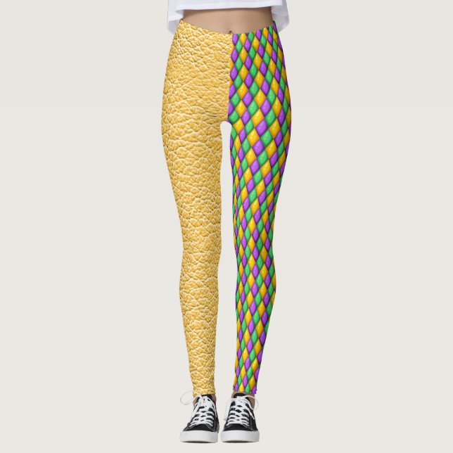 Mardi Gras 5 Diamonds Pop Fashion Leggings (Front)