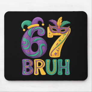 Mardi Gras 67 Bruh Carnival Mask Jester Hat Number Mouse Mat