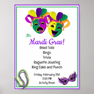 Mardi Gras Activity Director Party for Seniors Poster