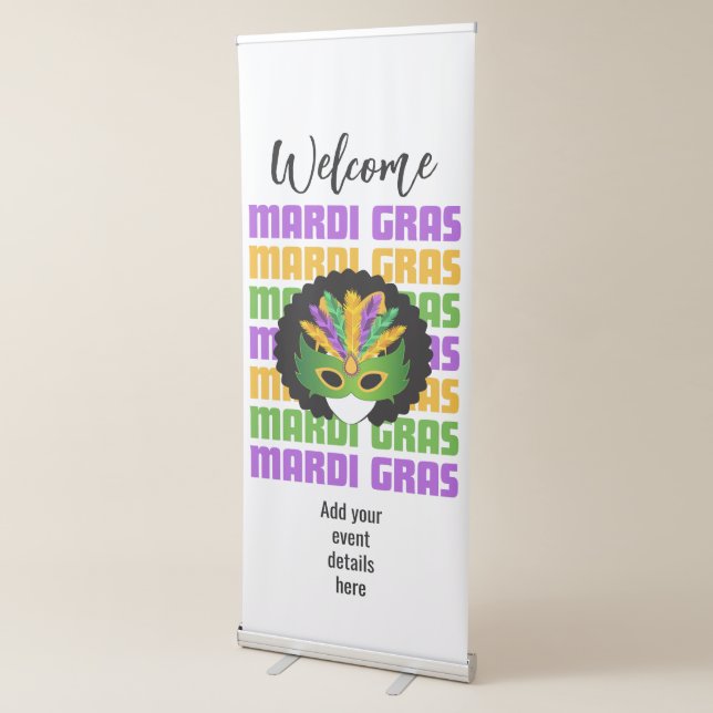 MARDI GRAS Afro Custom Welcome Retractable Banner (3/4)