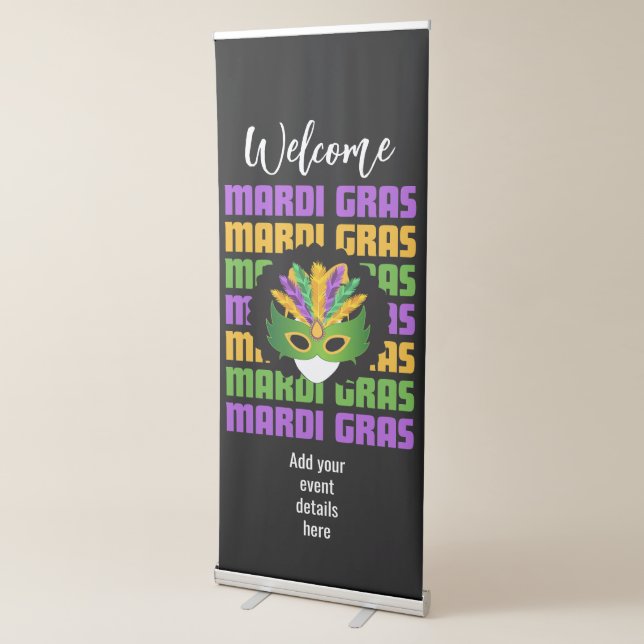 MARDI GRAS Afro Custom Welcome Retractable Banner (3/4)