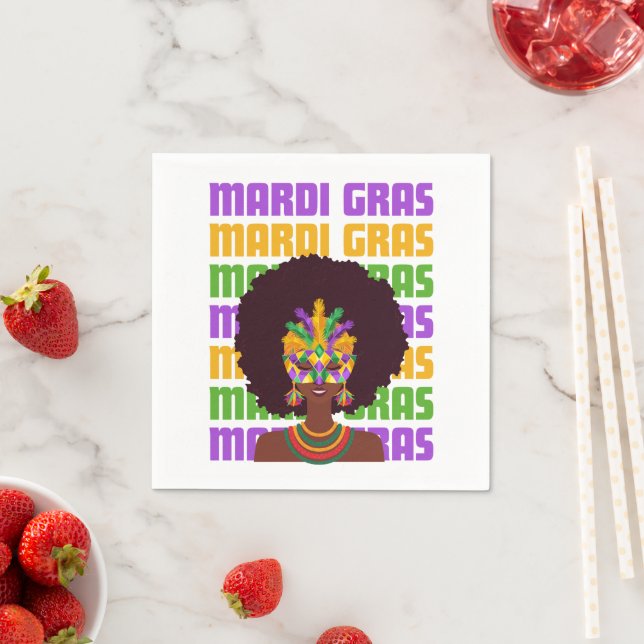 MARDI GRAS Afro Queen Napkin (Insitu)
