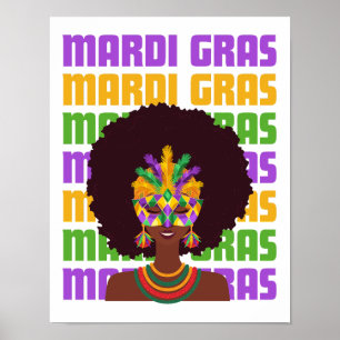 MARDI GRAS Afro Queen Poster