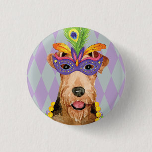 Mardi Gras Airedale 3 Cm Round Badge