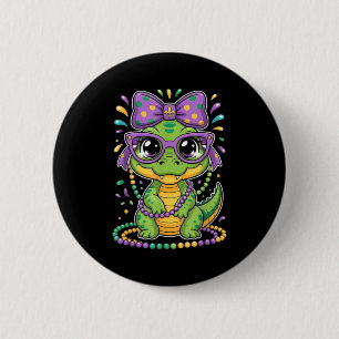 Mardi Gras Alligator Beads Bow Kids Women _2 6 Cm Round Badge