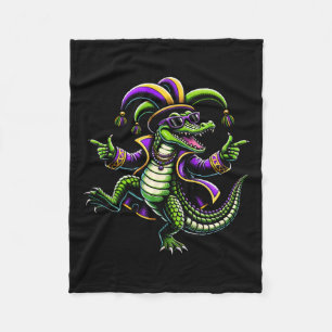 Mardi Gras Alligator Boys Alligator Kids Funny Fleece Blanket