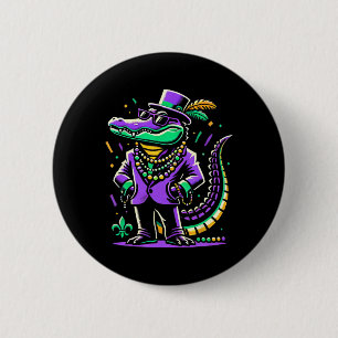 Mardi Gras Alligator Boys Men Mardi Gras 6 Cm Round Badge