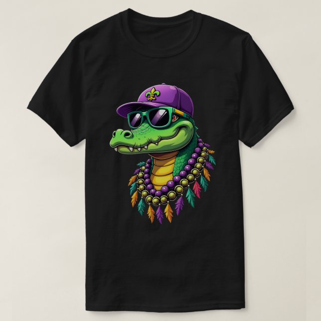 Mardi Gras Alligator Carnival New Orleans T-Shirt (Design Front)