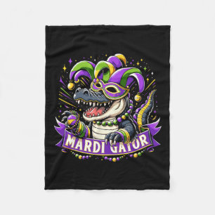 Mardi Gras Alligator Celebration Mardigator  Fleece Blanket