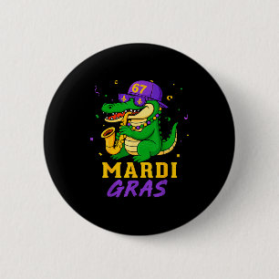Mardi Gras Alligator For Kids Boys Mens Youth New 6 Cm Round Badge