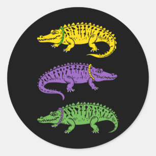 Mardi Gras Alligator Funny Men Mardi Gras Kids Classic Round Sticker