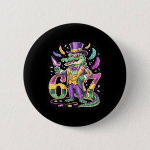 Mardi Gras Alligator Gentleman Tail Number 67 Carn 6 Cm Round Badge